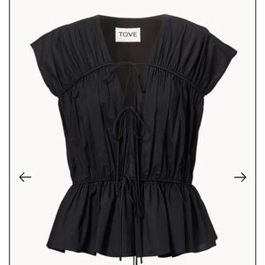 TOVE THEA ORGANIC COTTON GATHERED SLEEVELESS TOP BLACK - FR42 / UK14